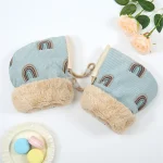 Gants de poussette coupevent pour enfants mitaines sport plein air imprimé dessin animé chauffemains scooter hiver  bleu