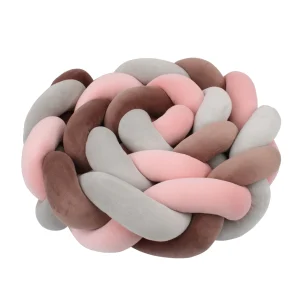 Bumper de berceau tressé en tissu doux protection pour coussin bébé décoration chambre tour de lit enfant style tressé couleurs pastel saison neutre Bumper de berceau tressé en tissu doux protection pour coussin bébé décoration chambre tour de lit enfant style tressé couleurs pastel saison neutre