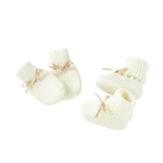 Chaussures bébé tricot soft newborn satin bow winter baby shoes and mittens 13Y unisex soft sole newborn gift