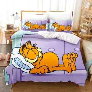 Ensemble de literie Garfield housse de couette taie d&rsquo;oreiller pour chambre enfant ado design cartoon Garfield adulte fille garçon décoration simple