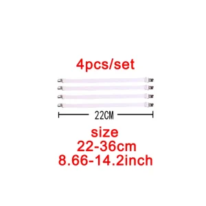 Bande élastique fixation drap lit 4 pièces sangles ajustables clips métalliques housse matelas support couvertures 22cm blanc