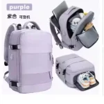 Sac étanche pliable sac à dos portable sac ultraléger pour randonnée voyage quotidien 20L compartiment chaussures violet