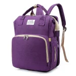 Sac de maternité grand format sac de voyage pour maman sac dos à compartiments multiples style moderne couleur violet slogan YOU ARE MY SUNSHINE