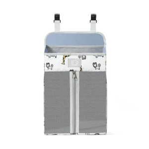 Organisateur suspendu pour bébé rangement mural avec poches zippées motifs animaux design moderne tissu durable spacesaving idéal chambre enfant