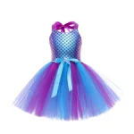 Robe Tutu Princesse Sirène Costume Enfant Fille Anniversaire Fête Thème Aquatique Élégant Brillant Polyester Tulle Taille SM Occasion Spéciale