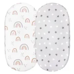Draphousse de berceau réversible Star Rainbow pour bébé housse matelas ajustable 2 pièces motifs étoiles et arcenciel microfibre douce 01 ans