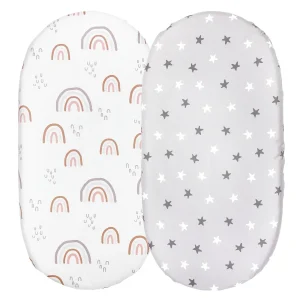 Draphousse de berceau réversible Star Rainbow pour bébé housse matelas ajustable 2 pièces motifs étoiles et arcenciel microfibre douce 01 ans