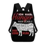 Sac à dos école enfant design vache humoristique 100% polyester qualité supérieure sac maternelle filles garçons ajustables bretelles fermeture éclair