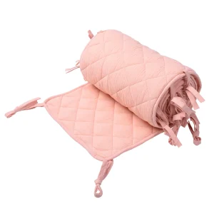 Clôture de berceau en coton doux protecteur de lit matelassé parechocs bébé rose fixations intégrées literie nouvellenée décoration chambre