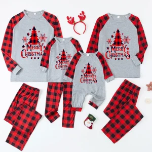 Pyjamas famille Noël 2026 Tenues assorties mère père enfants Sapin imprimé Cadeau original hiver doux confort