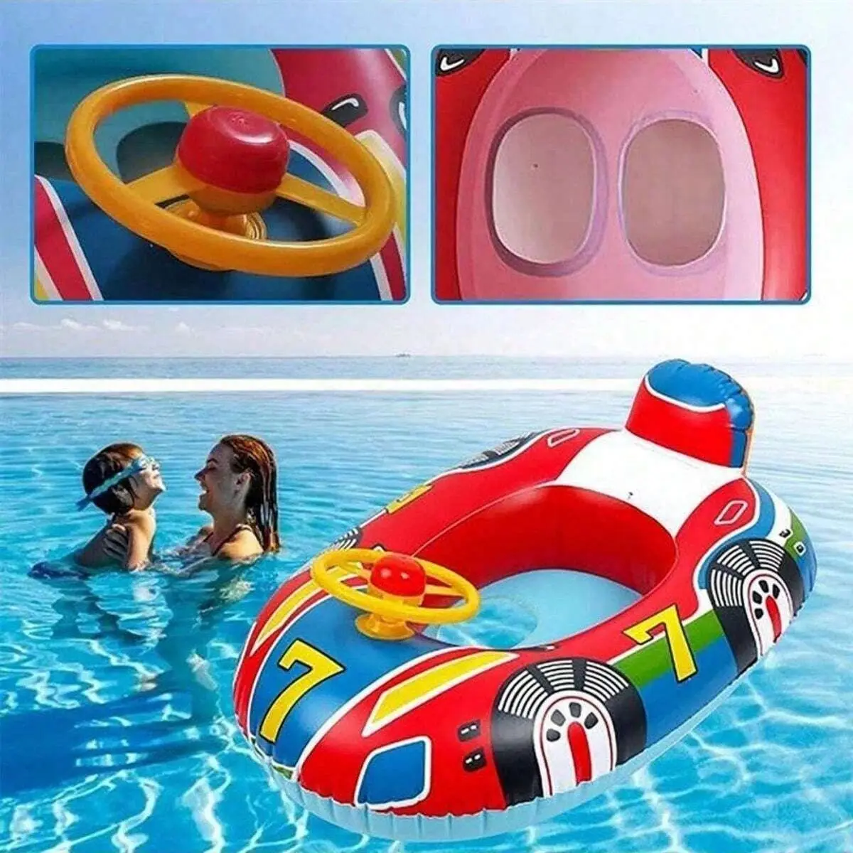 Flotteur gonflable bébé piscine design voiture anneaux de bain sécurisé plage été pour filles et garçons