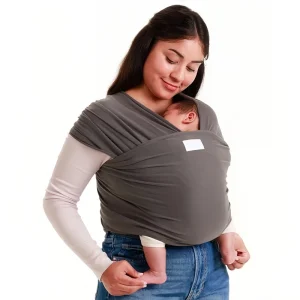 Portebébé en tissu souple et extensible mains libres ergonomique pour nouveaunés et bébés de 0 à 3 ans gris noir rose gris clair