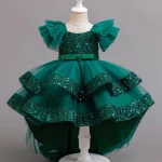 Robe de soirée pour filles tulle paillettes robe de bal 47 ans élégante occasion spéciale longue girly cérémonie