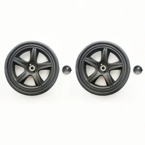 Roues universelles de poussette 20cm noir mat design sportif montage facile performance durable pour transport d&rsquo;enfant