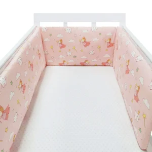 Parechocs lit bébé en polyester doux design ange rose protection安全安全barreaux 200×30 cm style enfantin et sécurisant