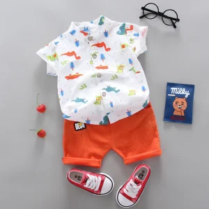 Costume d’été 2 pièces pour bébé garçon ensemble décontracté motifs dinosaures 713 ans coton polyester summer wear confortable Costume d’été 2 pièces pour bébé garçon ensemble décontracté motifs dinosaures 713 ans coton polyester summer wear confortable