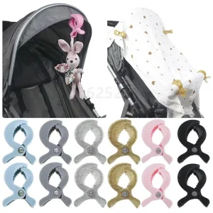 Pince de poussette en plastique 2 pièces clips en forme de C variété de couleurs accessoires pratiques pour bébé