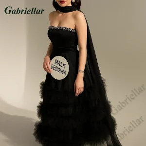 Robe de soirée Gabriellar multicouche avec écharpe robe de bal classique en tulle occasion formelle robe d&rsquo;occasion noire