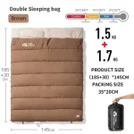 Sac de couchage double portable Mobi Garden camping randonnée extérieur 2 personnes brun 190x84cm saison multi confort extérieur