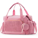 Sac à couches suspendu poussette bébé sac dos grande capacité tapis à langer détachable sac allaitement pratique maman rose clair