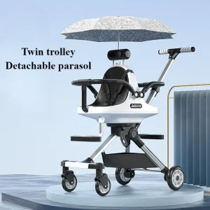 Poussette double légère Jiaruosi pour nourrissons et toutpetits poussette parapluie compacte aluminium durable facile à utiliser parasol détachable