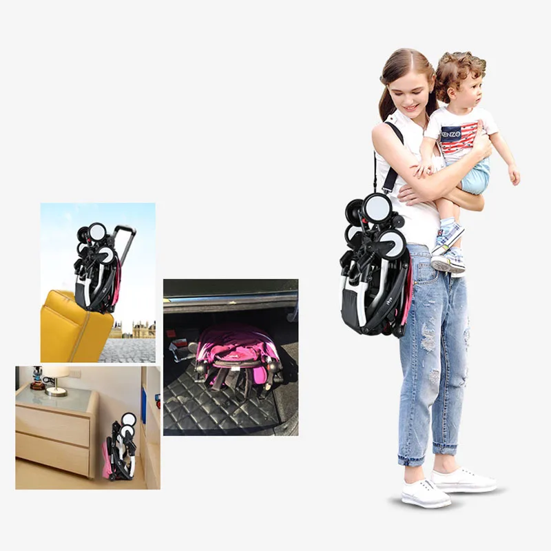Poussette Yoya bébé 2025 landau voyage compact pliable 02 ans 5 cadeaux inclus matelas 300D Oxford aluminium roues PU sac de rangement