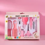 Kit de soins bébé 10 pièces  Brosse thermomètre tondeuse dentition coupeongles  Rose  BPA Free  Hygiène et santé