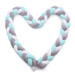 Parechocs lit bébé tressé 3 brins oreiller coton protecteur pull décoration chambre bébé 3m coton polyester bleu pastel blanc gris
