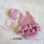 Ensemble chapeau et barboteuse bébé combinaison volants bonnet cordon Accessoires mode bébé fille nouveauné 01 ans