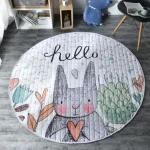 Tapis de jeu pour bébé en tissu 120 cm de diamètre motif lapin et fleurs doux et sécuritaire idéal pour la chambre le camping ou les voyages