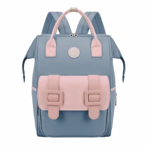 Sac à dos pour couches style coréen design moderne minimaliste maternité grande capacité sac étanche et durable pour maman bleu clair et rose