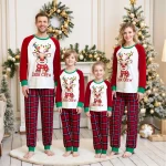 Ensemble pyjama Noël famille renne plaid manches longues pyjamas adultes enfants vêtements de nuit festifs