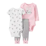 Ensemble vêtements bébé 3 pièces automne hiver nouveauné fille garçon coton doux mignon body pantalon barboteuse 012M