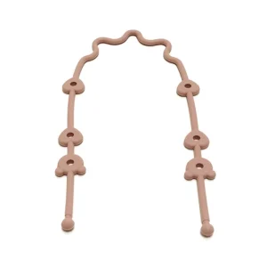 Sangle sécurité en Silicone chaîne sucette support jouet pour bébé rose pâle flexible 安全 pratique 036mois