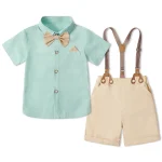 Ensemble vestimentaire pour garçon tenue formelle pour enfants en bas âge costume mariage enfant look piano cérémonie vêtements pour spectacle diplôme  Vert menthe