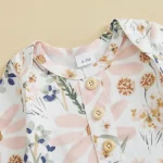 Bodysuit bébé floral manches longues 03 mois doux confortable motif fleuri cou rond 3 boutons
