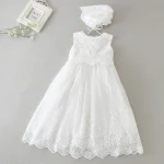 Robe premier anniversaire fille dentelle élégante sans bretelles tenue fête royale robe célébration bébé style formel confortable