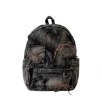 Sac à dos en denim délavé vintage style urbain design tendance grande capacité idéal pour le quotidien