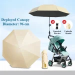 Support de parapluie réglable pour poussette protection solaire UV étanche à la pluie  Beige