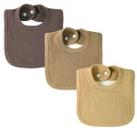 Bavoir en gaze de coton pour bébé serviette de salive en U couvrecou respirant doux minimaliste 3 couleurs pressions ajustables bébés 01 an