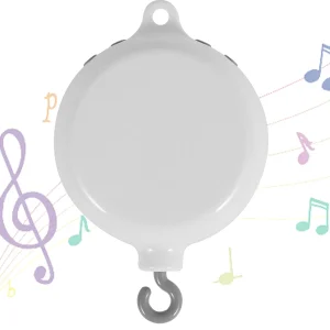 Boîte à musique mobile pour bébé en plastique blanc rotative 35 berceuses fixe au lit ou poussette
