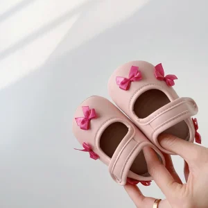 Chaussures printemps bébé filles baskets nœuds satin rose doux antiglisse 13 ans confortables élégantes