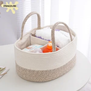 Boîte à couches multifonctionnelle pour bébé, sac à couches, panier d&rsquo;hygiène pour bébé, panier à couches, caddie, empileur de diper – White and Brown