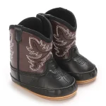 Bottes cowboy enfants western style unisex broderies marron noir hiver automne confort sécurité bébé premier marcheur