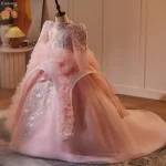 Robe princesse à fleurs pour filles robe de cérémonie longue anniversaire spectacle de piano fête vêtement de fête élégant en polyester 713 ans