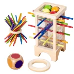 Jeu de société en bois Montessori éveil parentenfant coordination motricité cylindres colorés jouets éducatifs enfants 25 ans