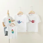 Tshirt manches courtes famille coton blanc motifs amour parents enfants vêtements assortis décontractés pour maman papa bébé enfant