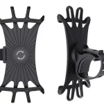 Support Téléphone 360° Rotation  Bague Élastique Silicone pour Poussettes et Vélos  Fixation Stable et Durable  Noir