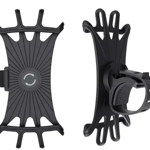 Support Téléphone 360° Rotation  Bague Élastique Silicone pour Poussettes et Vélos  Fixation Stable et Durable  Noir