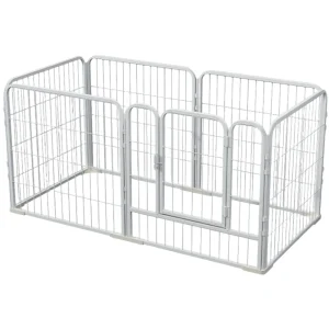 Parc de jeu pour chien 6 panneaux métal robuste enclos modulaire blanc portique chiot entrainement sécurisé Parc de jeu pour chien 6 panneaux métal robuste enclos modulaire blanc portique chiot entrainement sécurisé